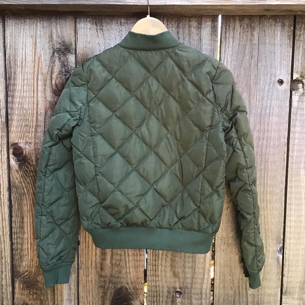 Olive Green Quilted Bomber Jacket